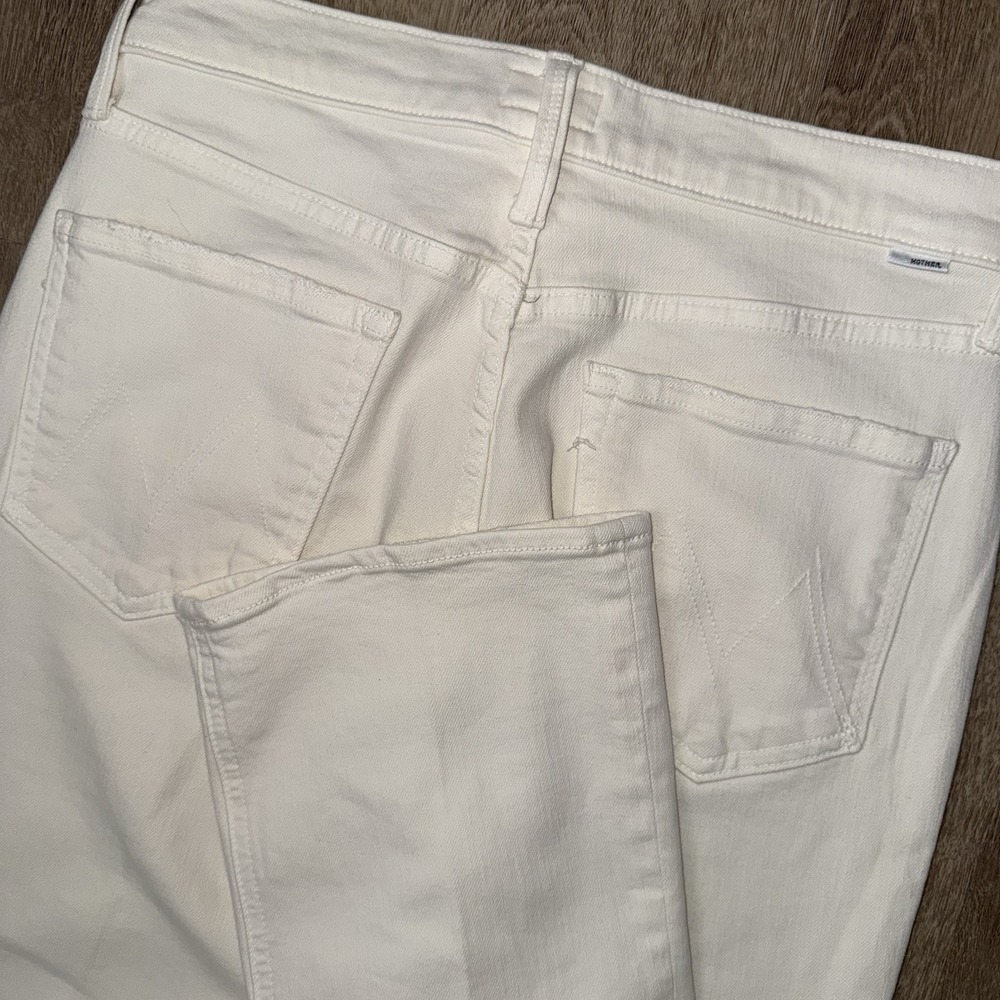 Mother The Tripper Ankle Jeans Cream Puffs White Women's 29 Stretch High Rise